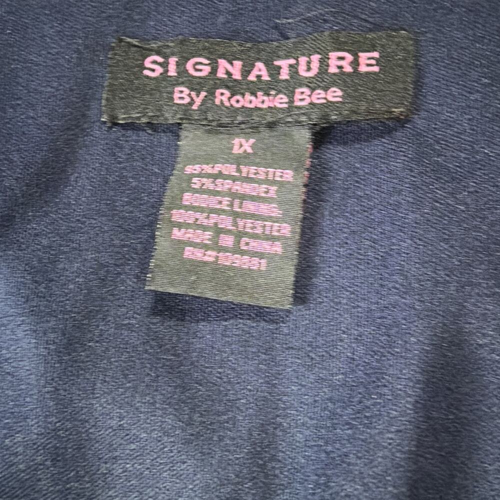 Vintage Y2K Signature by Robbie Bee Sz 1X Blue Teal Abstract Surplice Dress - Picture 4 of 10